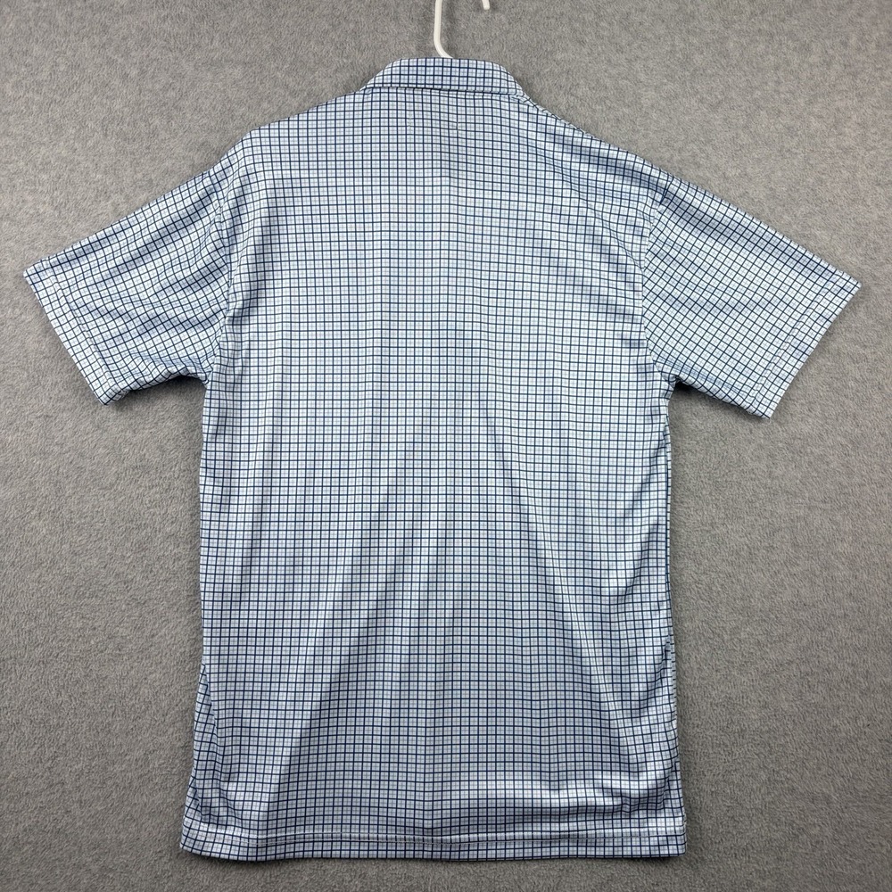 Collars Co Polo Shirt Mens Medium White Blue Windowpane Plaid Dress Collar - Picture 2 of 7